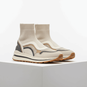 Urban Trek Knit Sock Sneakers – Multi-Tone Beige & Grey